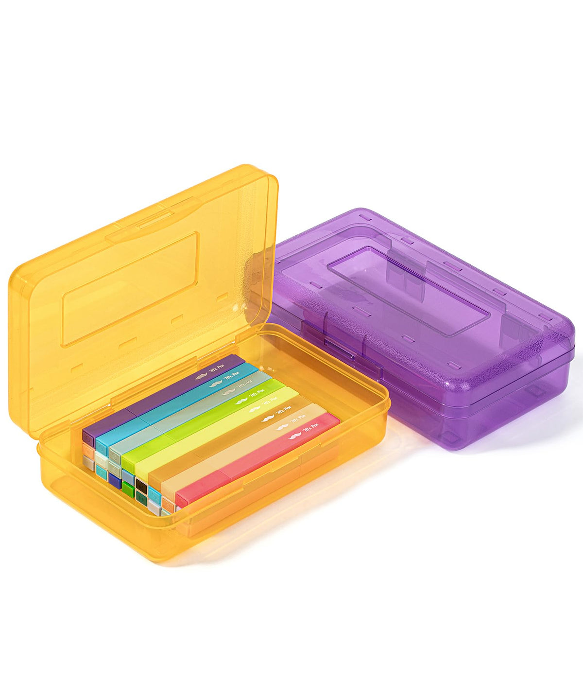 Mr. Pen- Plastic Pencil Case Box, 2 Pack, Large Crayon Marker Pen Organizer