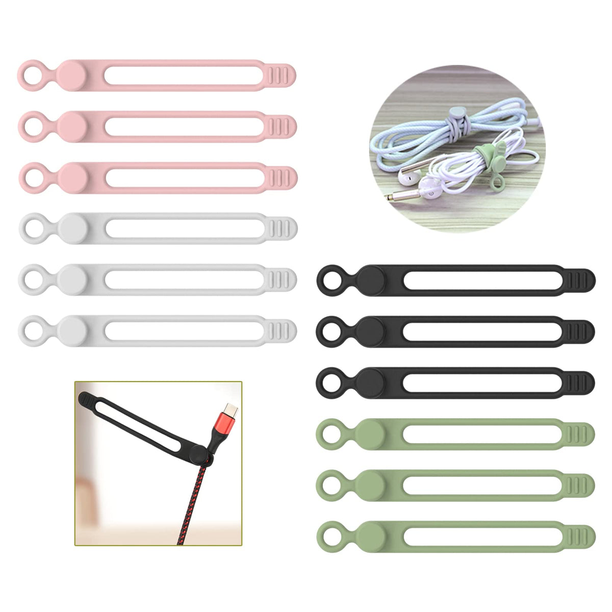 [20Park]UMUST Silicone Cable Ties, Reusable Cable Management Organizer, Cord Tie,Multipurpose Elastic Cord Organizer for Bundling and Fastening Cable Cords Wires(black)