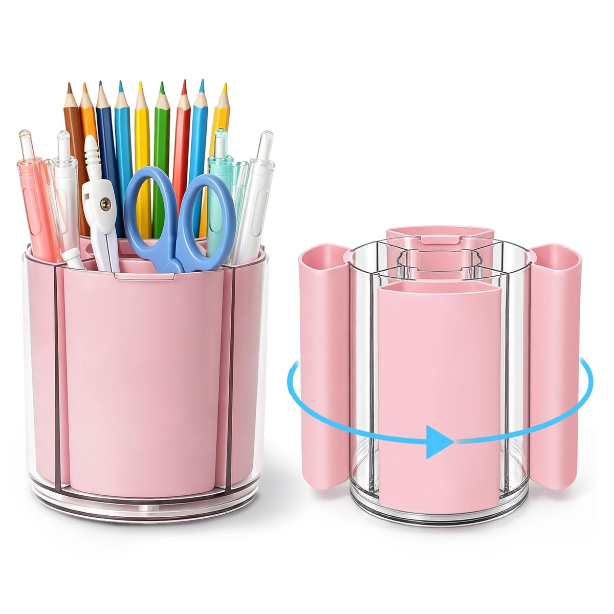 360° Rotating Pen Holder for Desk Adjustable Pencil Organizer, Blue