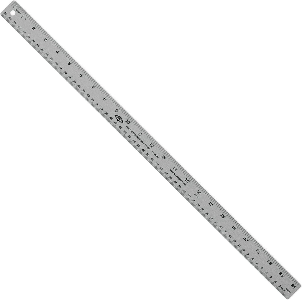 ALVIN Stainless Steel Ruler 24 Inches Model R590-24 Drawing and Design Tool for Students and Professionals, Great for Drafting, Architecture, Engineering, and Art - Stainless Steel Ruler -24 Inches