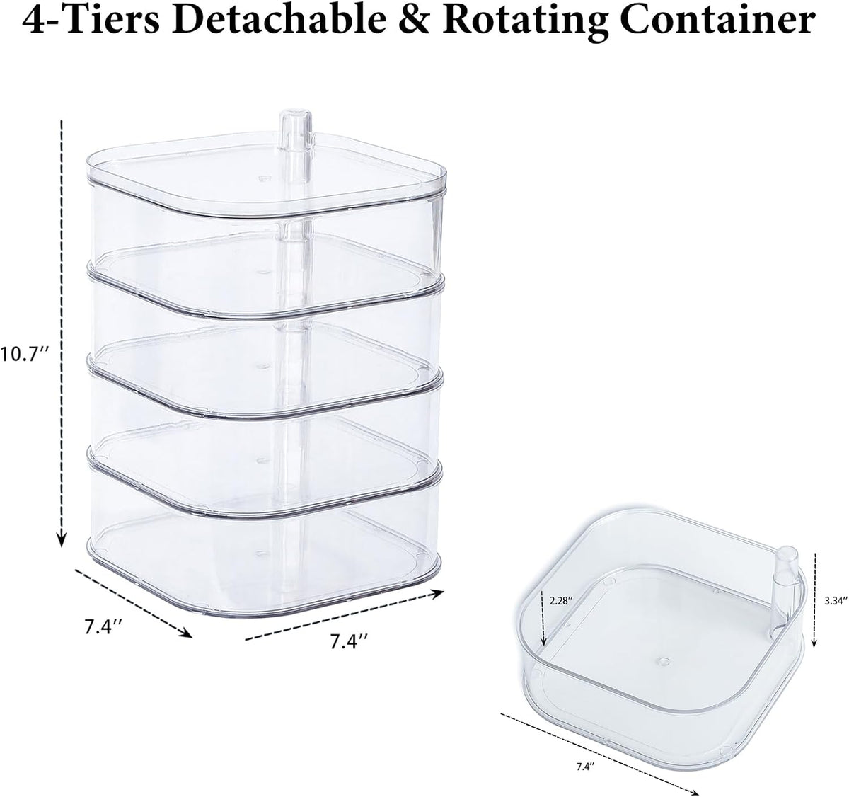 Large Charger Cable Storage Box with Lid, 4-Tiers, Clear