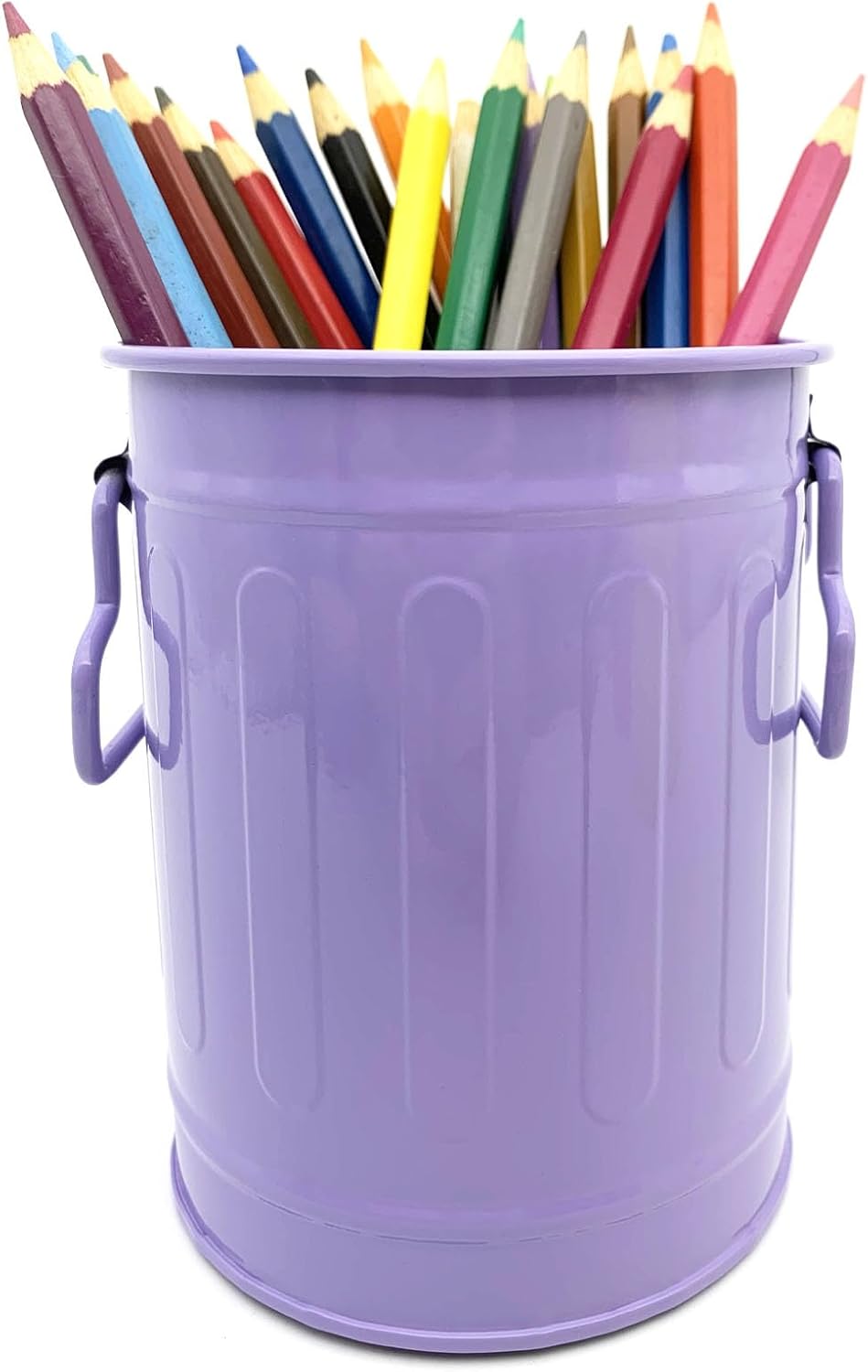 Desk Pen Holder, Metal Pencil Holder for Desk, Desk Organizer with Handle, Makeup Brush Holders, Pencil Cup, Desktop Storage Organizer for Office, School, Home (Purple)