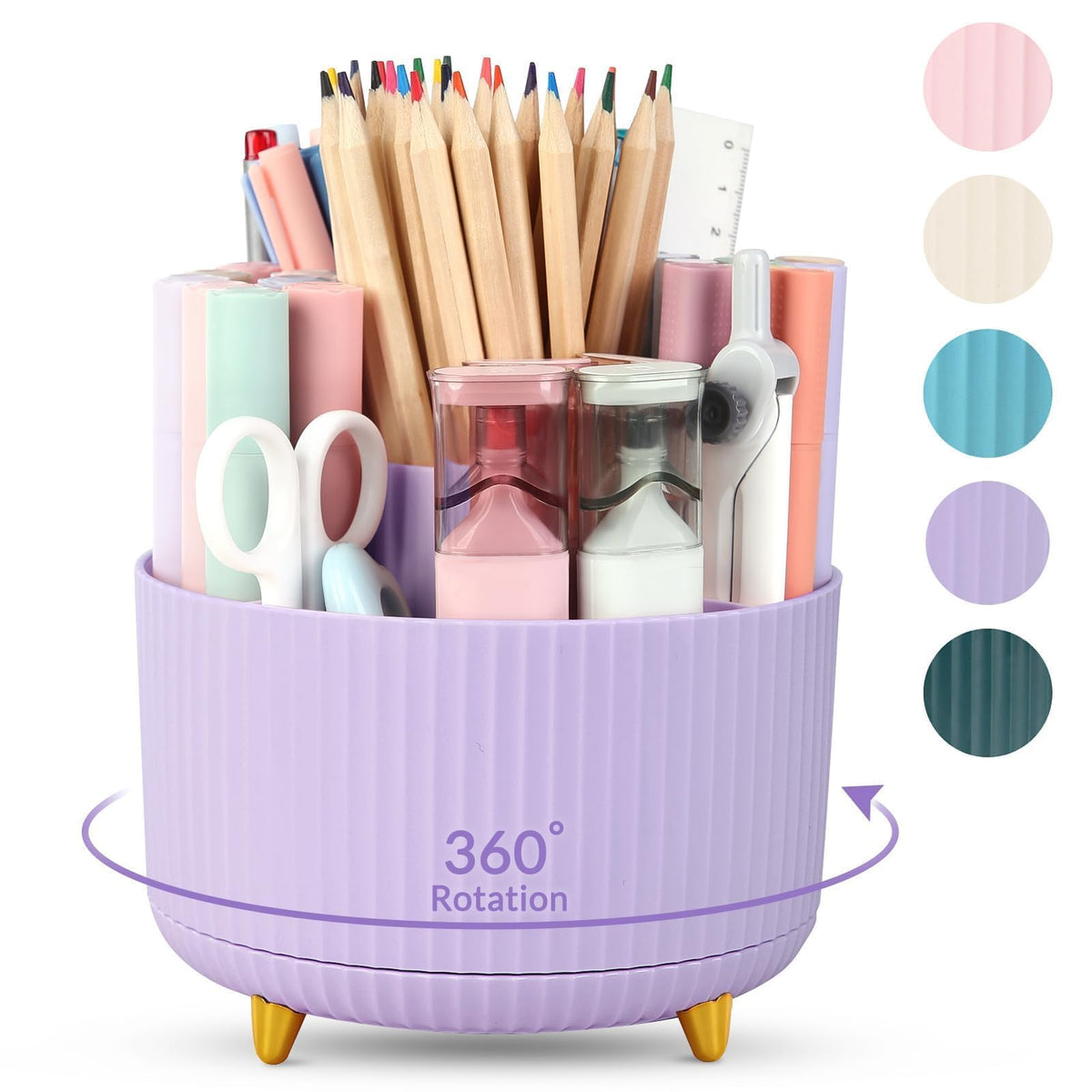 SKYDUE 360 Degree Rotating Desk Organizer, Pencil Pen Holder for Desk