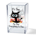 It's Fine I'm Fine Acrylic Cosmetic Pencil Pen Holder Cup, Funny Black Cat Pen Holder Cup, Cat Lover Gift for Women Men, Office Sarcastic Gifts for Women Men Colleague Boss
