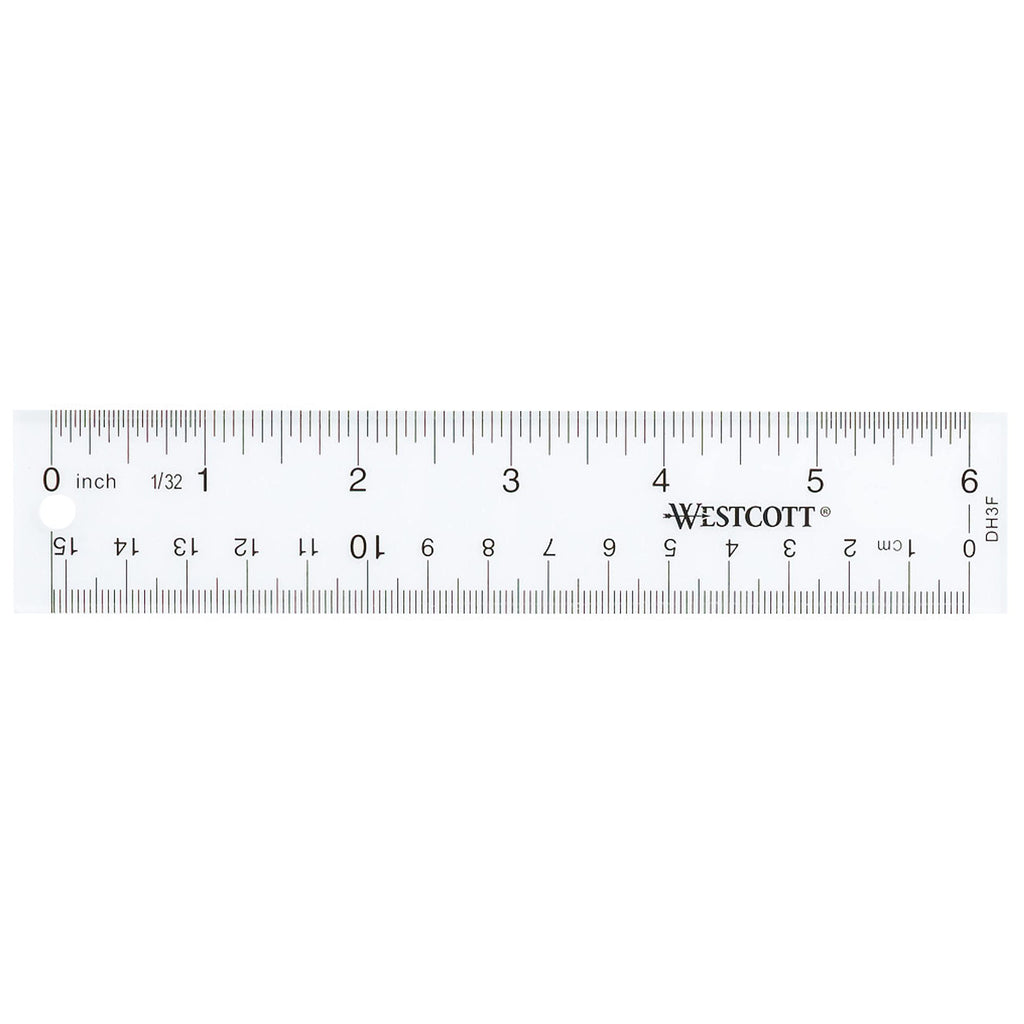 Westcott 10561 Acrylic Clear Ruler, 6 in