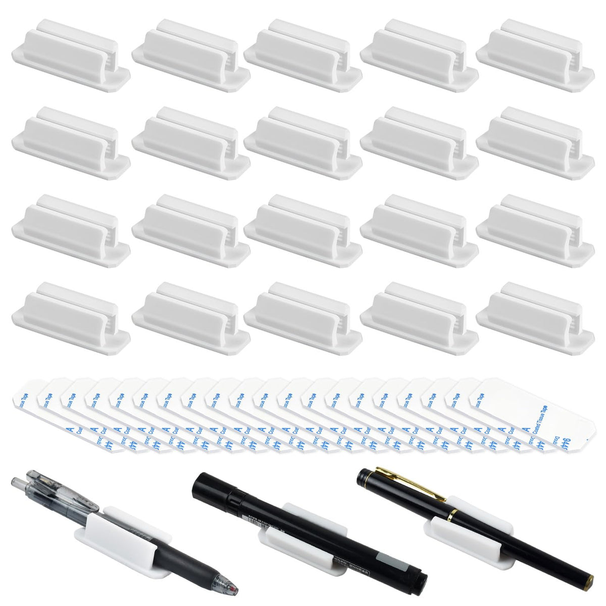 20 Pack Colorful Adhesive Silicone Pen Holders Pencil/Marker Clips For Desk