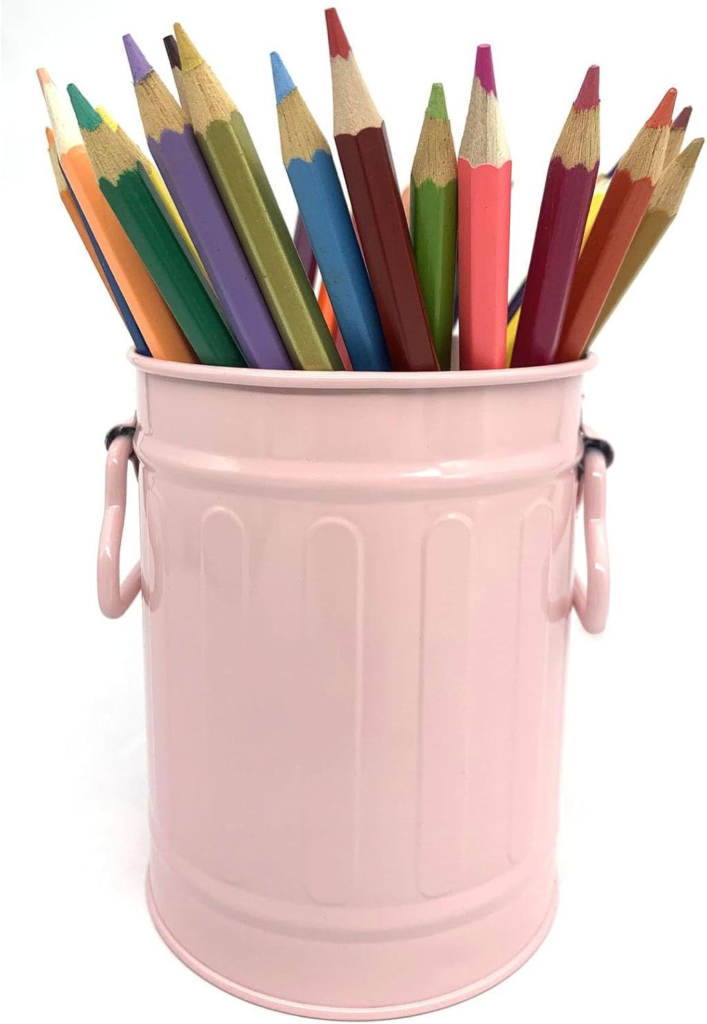 Desk Pen Holder, Metal Pencil Holder for Desk, Desk Organizer with Handle, Makeup Brush Holders, Pencil Cup, Desktop Storage Organizer for Office, School, Home (Pink)