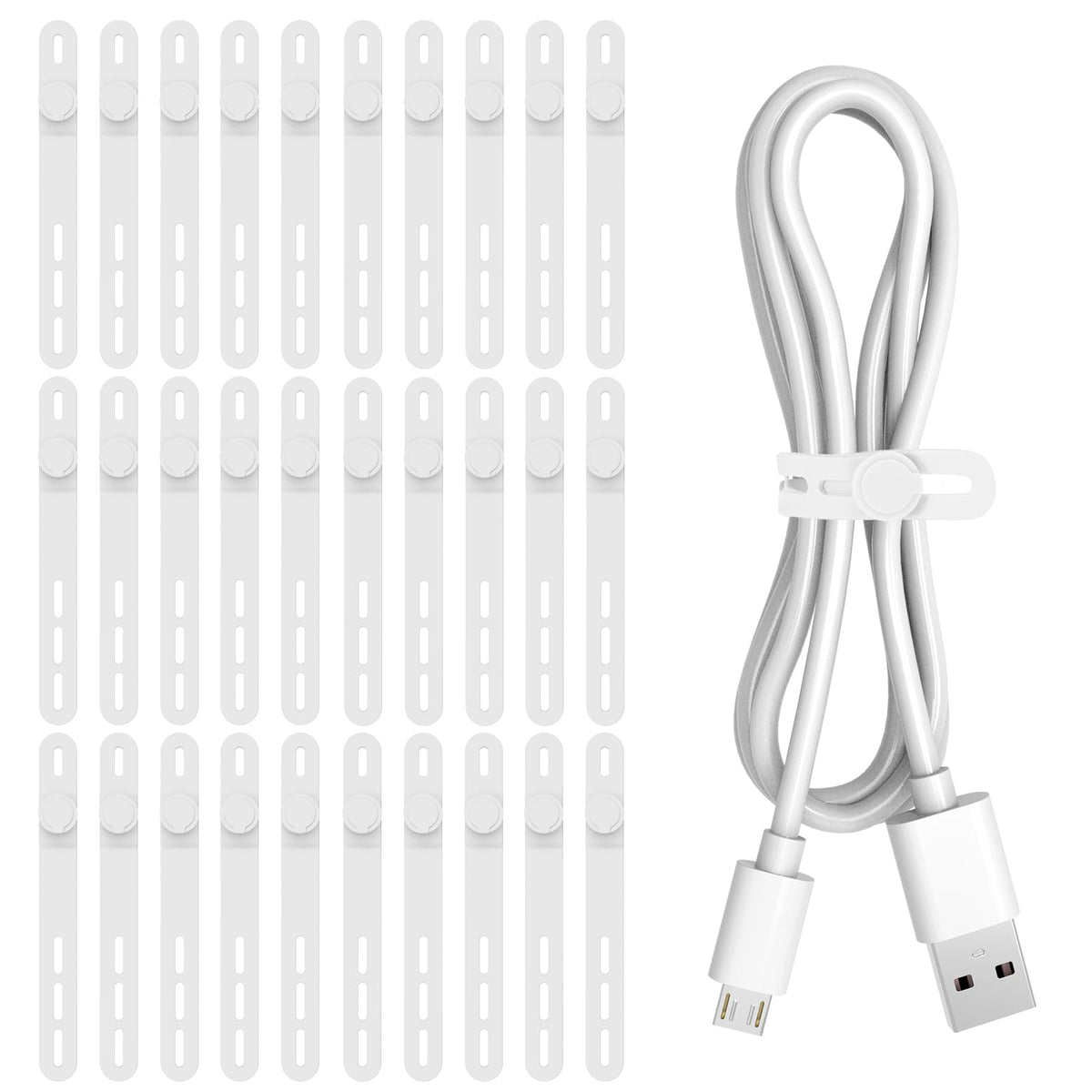 Donruby 24Pcs Silicone Cable Ties, Reusable Cord Organizer Straps, 4 Colors