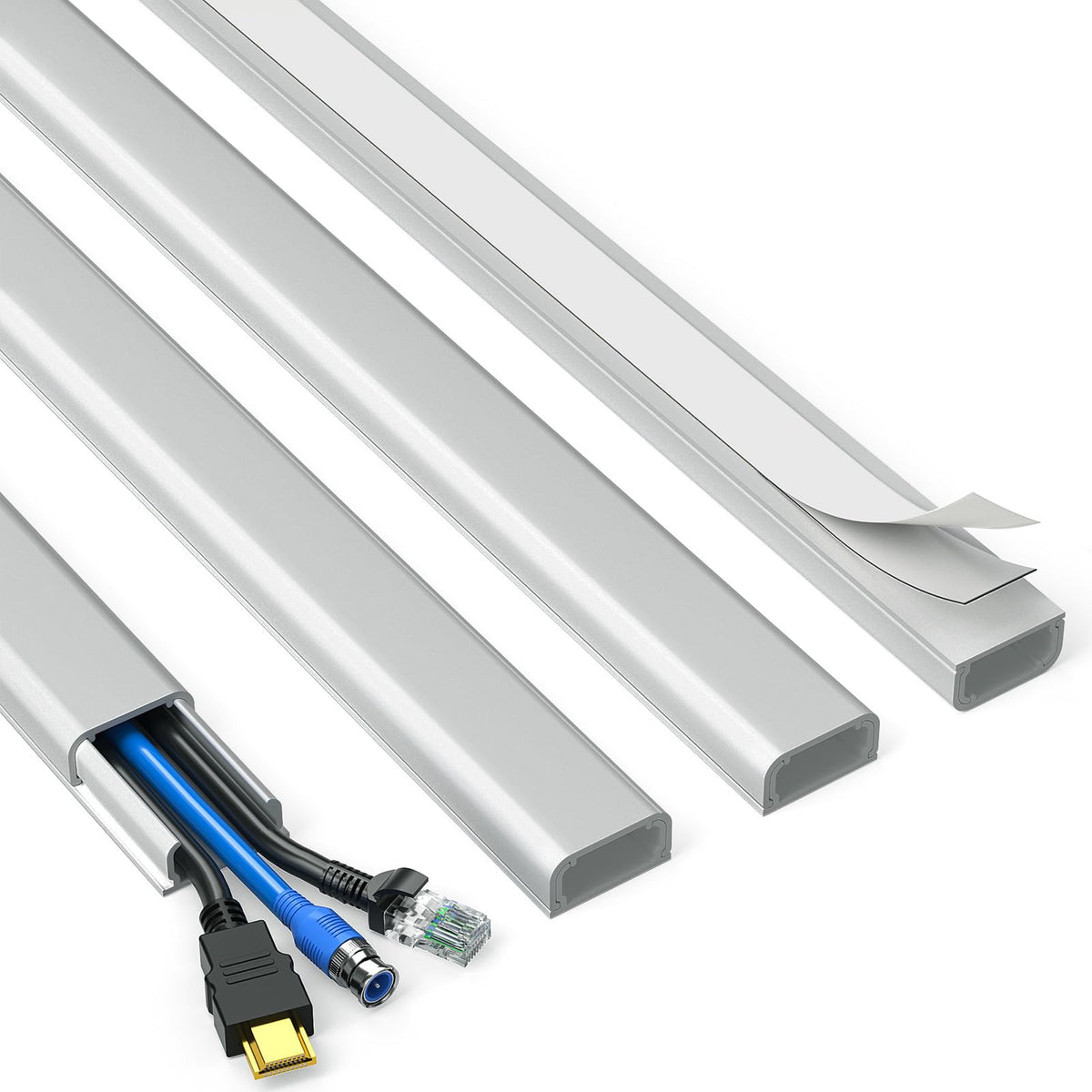 Delamu TV Cord Hider, Cord Covers for 2-3 Wires on Wall, Paintable Cable Hider Wire Covers for Cords, Easier Setup Wire Hiders for TV on Wall, Cable Cover Management to Hide Wires, W0.94H0.47in, White