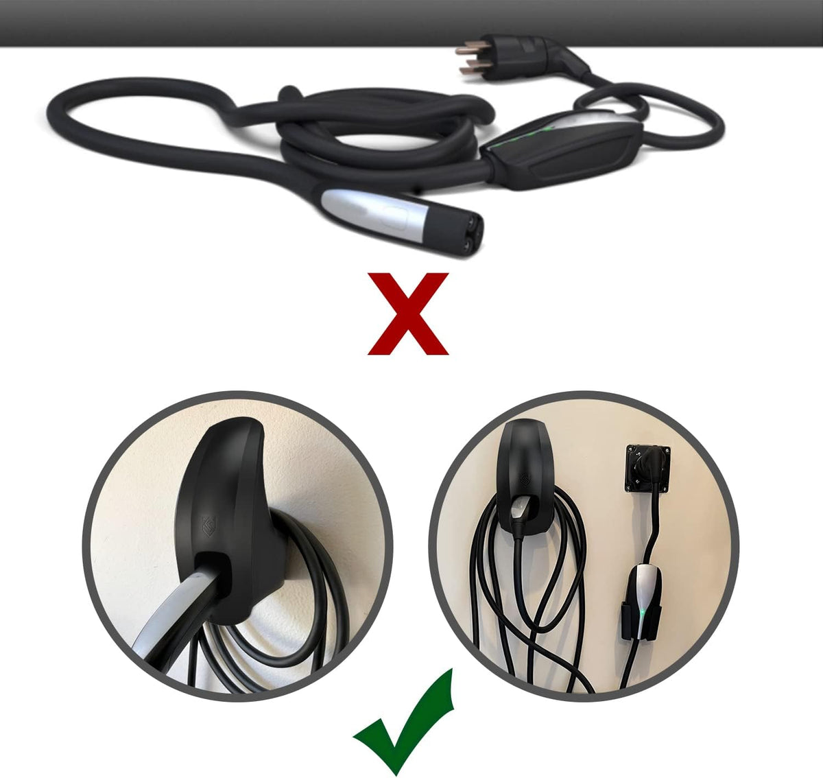 SEVEN SPARTA Charging Cable Holder Wall Mount for Tesla Charger, Black