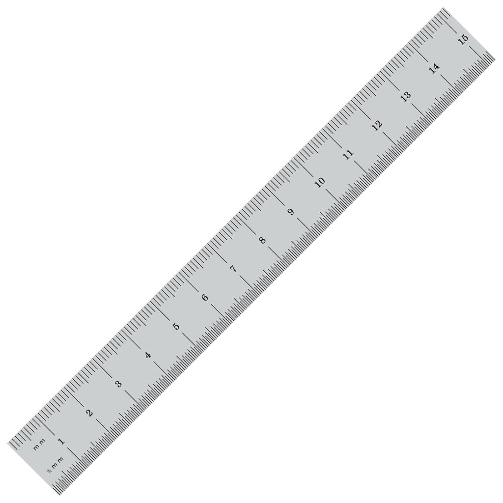 PEC Tools Made in USA 6"/150mm Rigid D/M Metal Ruler, 10ths 50ths 1mm 0.5mm