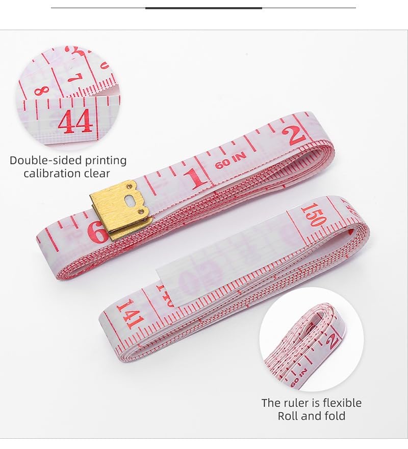 2pcs 150cm/60inch Body Measuring Ruler Sewing Tailor Tape Measure Centimeter Meter Sewing Measuring Tape, Random Color