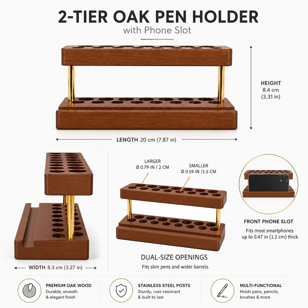 Pen Holder for Desk, Pencil Organizer, Fountain Pen Display Stand