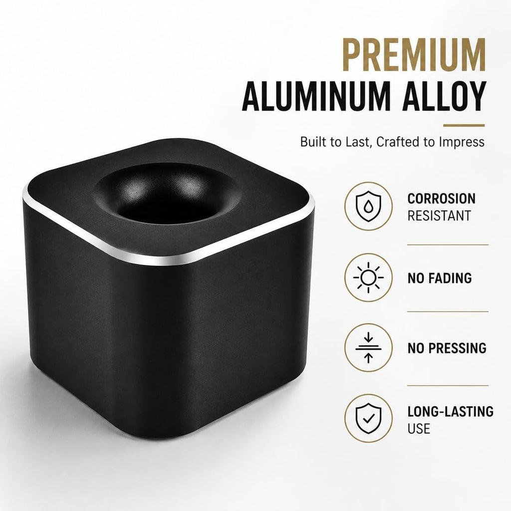 Coideal Single Pen Holder for Desk, Aluminum Fountain Pen Stand, Black