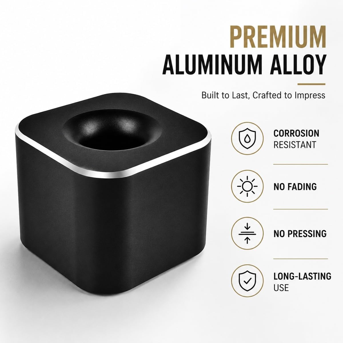 Coideal Single Pen Holder for Desk, Aluminum Fountain Pen Stand, Black