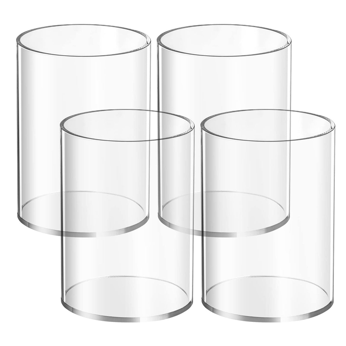 4 Pieces Clear Acrylic Pen Holder Round Acrylic Pencil Cup Clear Makeup Bush Holder Acrylic Desktop Stationery Organizer for Office School Home Desk Accessories (4 Pack, Round)