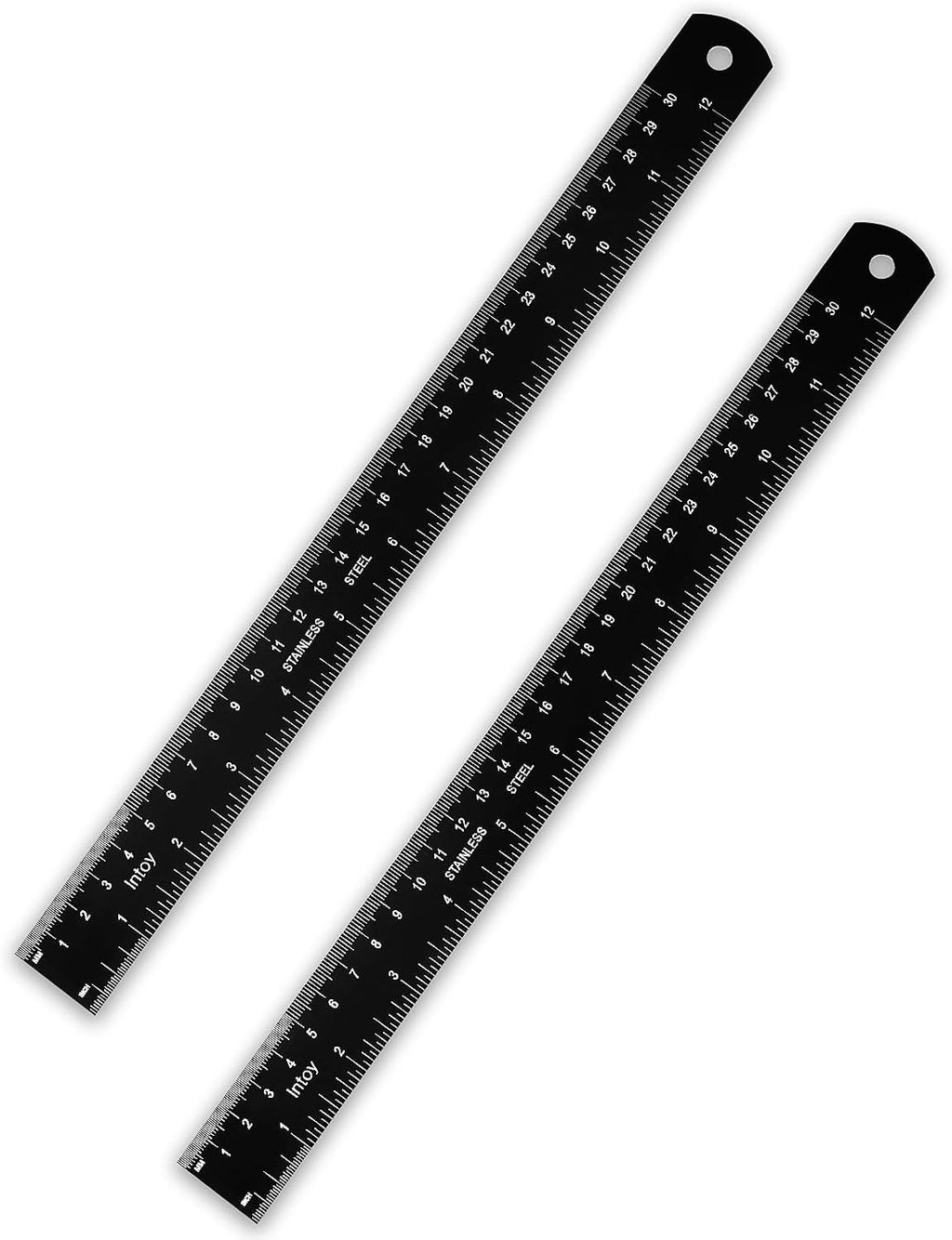 Metal Ruler 12 Inch 2 Pack, 30cm Stainless Steel Metric Ruler for Architects & Engineering, Professional Zero Start Straight Edge Ruler, Easy to Read Black Rule with Laser Etched Scales