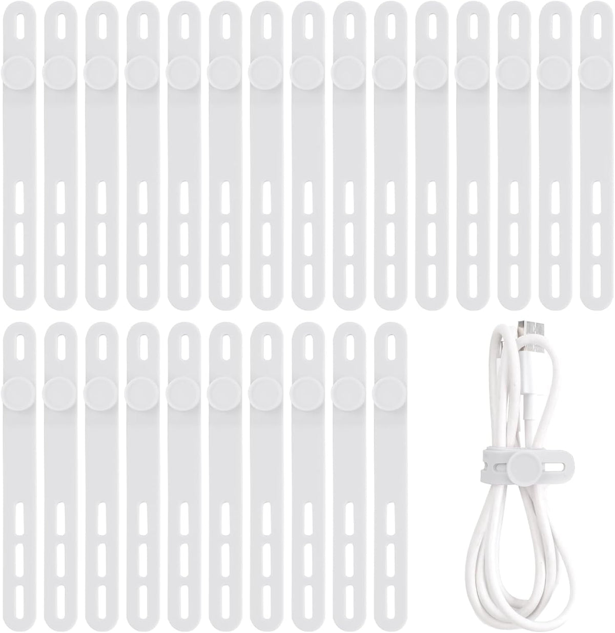 Oligei 25 Pcs Silicone Cable Ties, Cable Ties Reusable, High Elasticity Cord Wraps for Electrical Cords, Cord Organizer for Earphone, Phone Charger(Colorful)