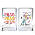 Just Breathe Acrylic Cosmetic Pencil Pen Holder Cup, Hope Inspirational Makeup Brush Organizer Holder, Women Faith Gifts, Encouragement Gifts for Women Mom Daughter Sister Friend Yoga Teacher
