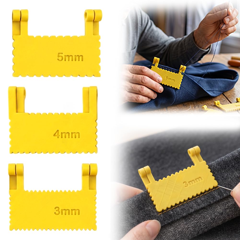 3Pcs Clip-On Sewing Ruler Set-Edge Stitch Lock&Sewing Gauge (3,4,5mm,Pink)