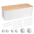 Tuwechen Cable Management Box, Wooden Style Large Cord Organizer Box