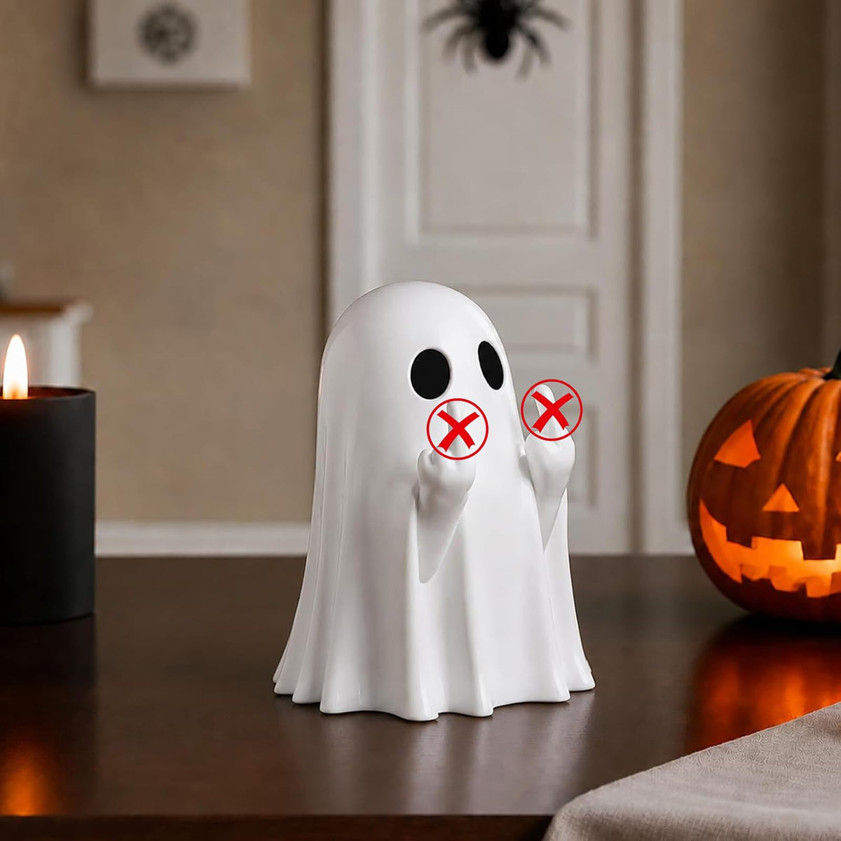 Halloween Ghost Figurine - Spooky Resin Pen Holder Statue, Cute Decor for Halloween Decorations Indoor, Funny Porch and Indoor Spooky Home Decor Gifts