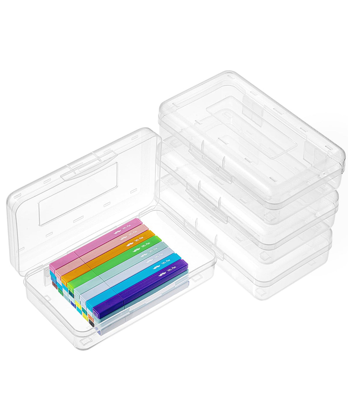 Mr. Pen- Plastic Pencil Case Box, 2 Pack, Large Crayon Marker Pen Organizer