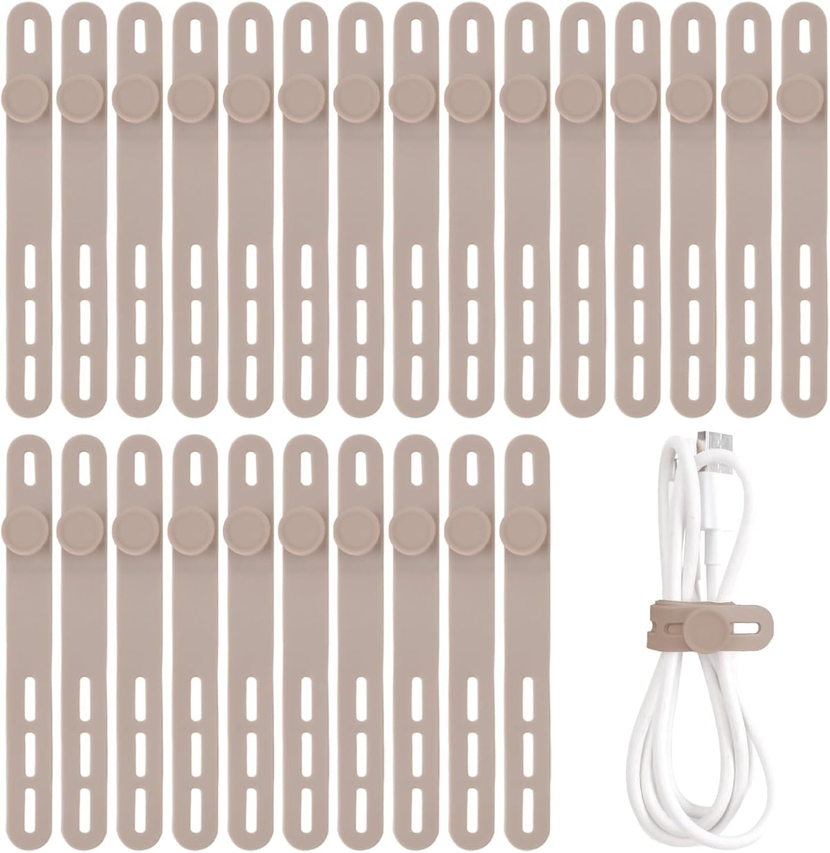 Oligei 25 Pcs Silicone Cable Ties, Cable Ties Reusable, High Elasticity Cord Wraps for Electrical Cords, Cord Organizer for Earphone, Phone Charger(Colorful)