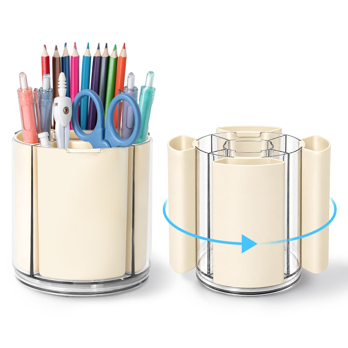 360° Rotating Pen Holder for Desk Adjustable Pencil Organizer, Blue