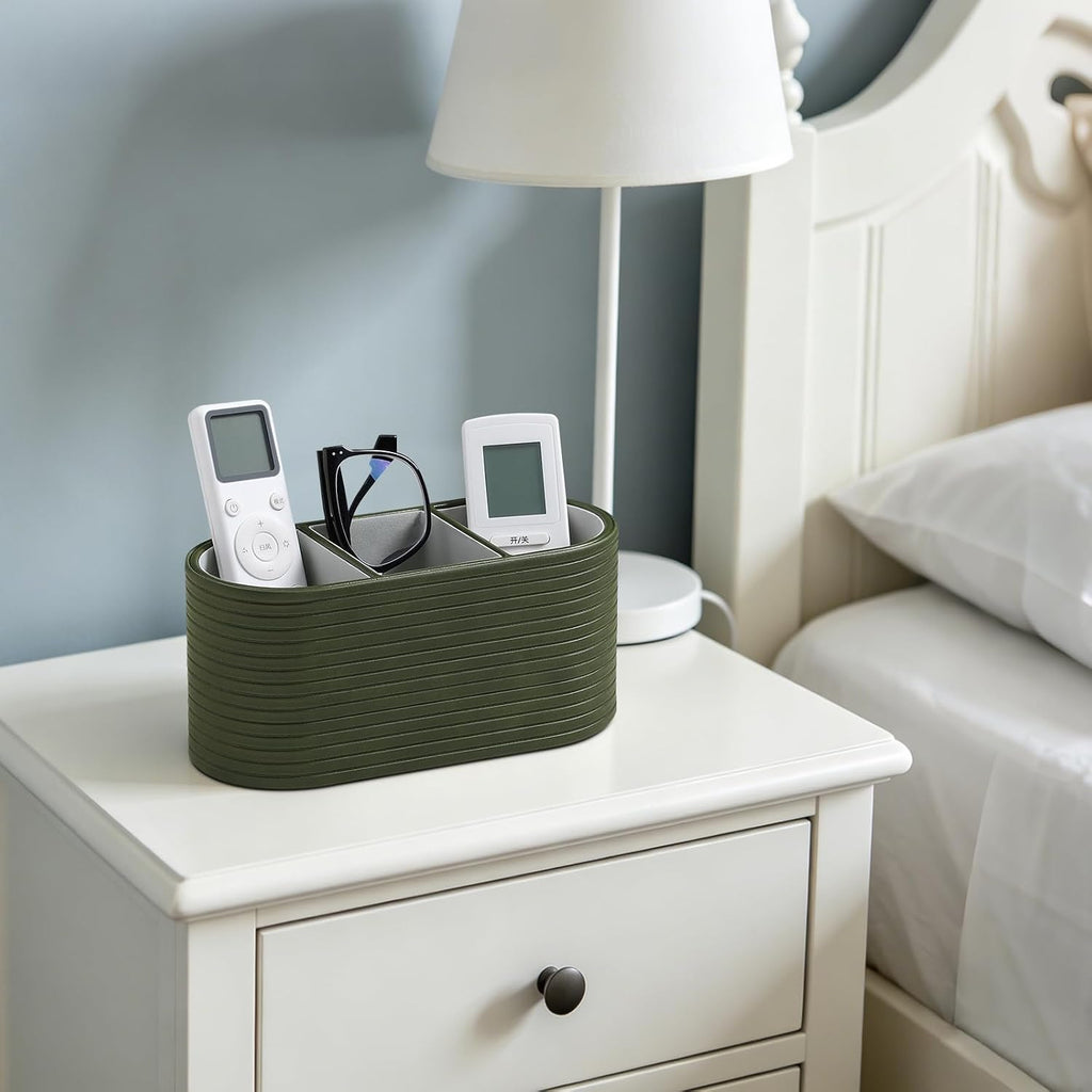 Oval Pen Holder for Desk, Remote Control Holder (Olive Green)
