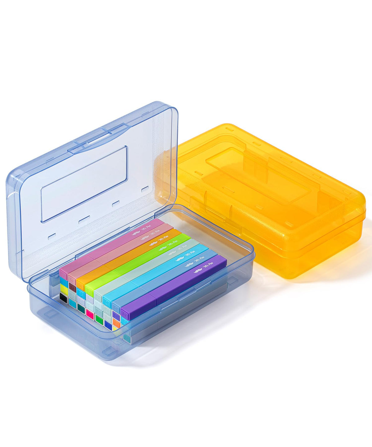 Mr. Pen- Plastic Pencil Case Box, 2 Pack, Large Crayon Marker Pen Organizer