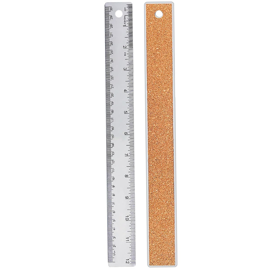 Metal Ruler 6 Inch 12 Inch Stainless Steel Metal Ruler with Cork Backing, Non-Slip Rulers with Inch and Centimeters, Straight Edge Cork Base Rulers for Student School Office Drafting Tools