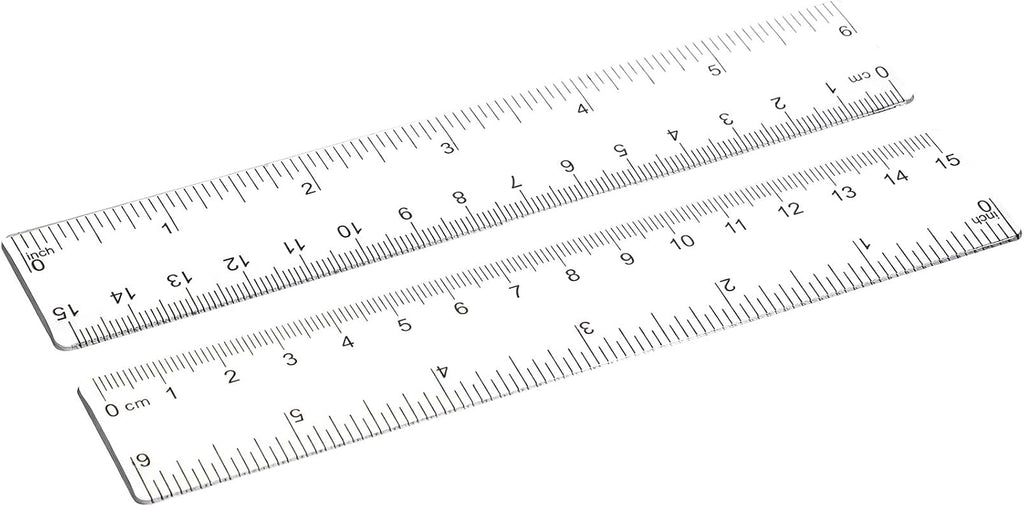 EBOOT 2 Pcs Acrylic Rulers Clear Plastic Rulers Straight Ruler, 6 Inch