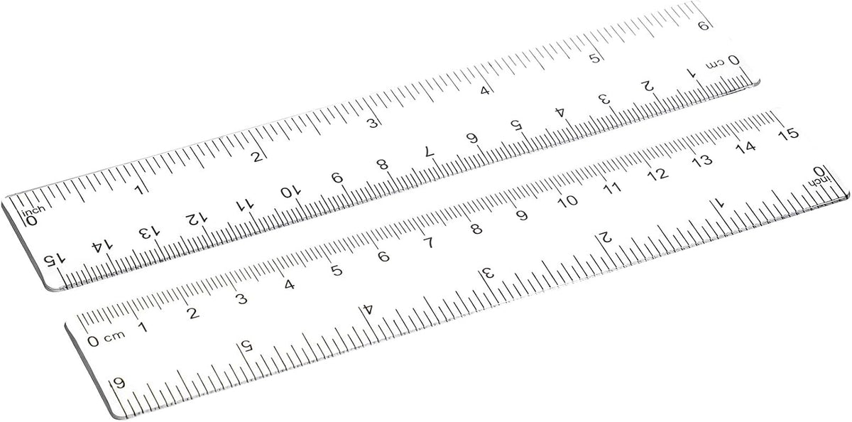 EBOOT 2 Pcs Acrylic Rulers Clear Plastic Rulers Straight Ruler, 6 Inch