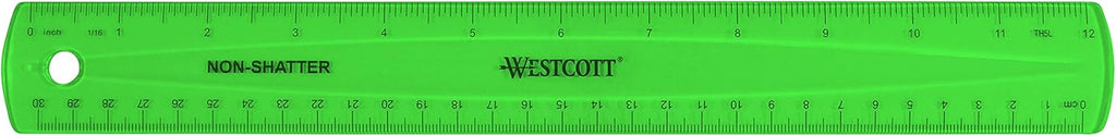 Westcott Shatterproof Ruler, Assorted Translucent Colors, 12" (Pack of 3)