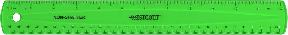 Westcott Shatterproof Ruler, Assorted Translucent Colors, 12" (Pack of 3)