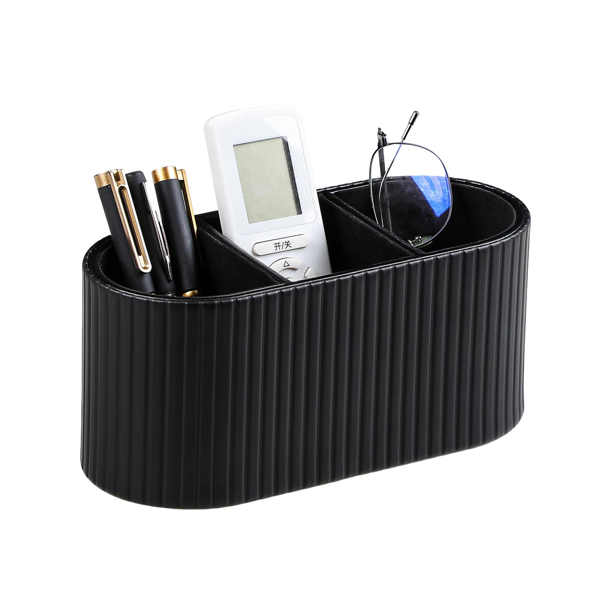 Oval Pen Holder for Desk, Remote Control Holder (Olive Green)