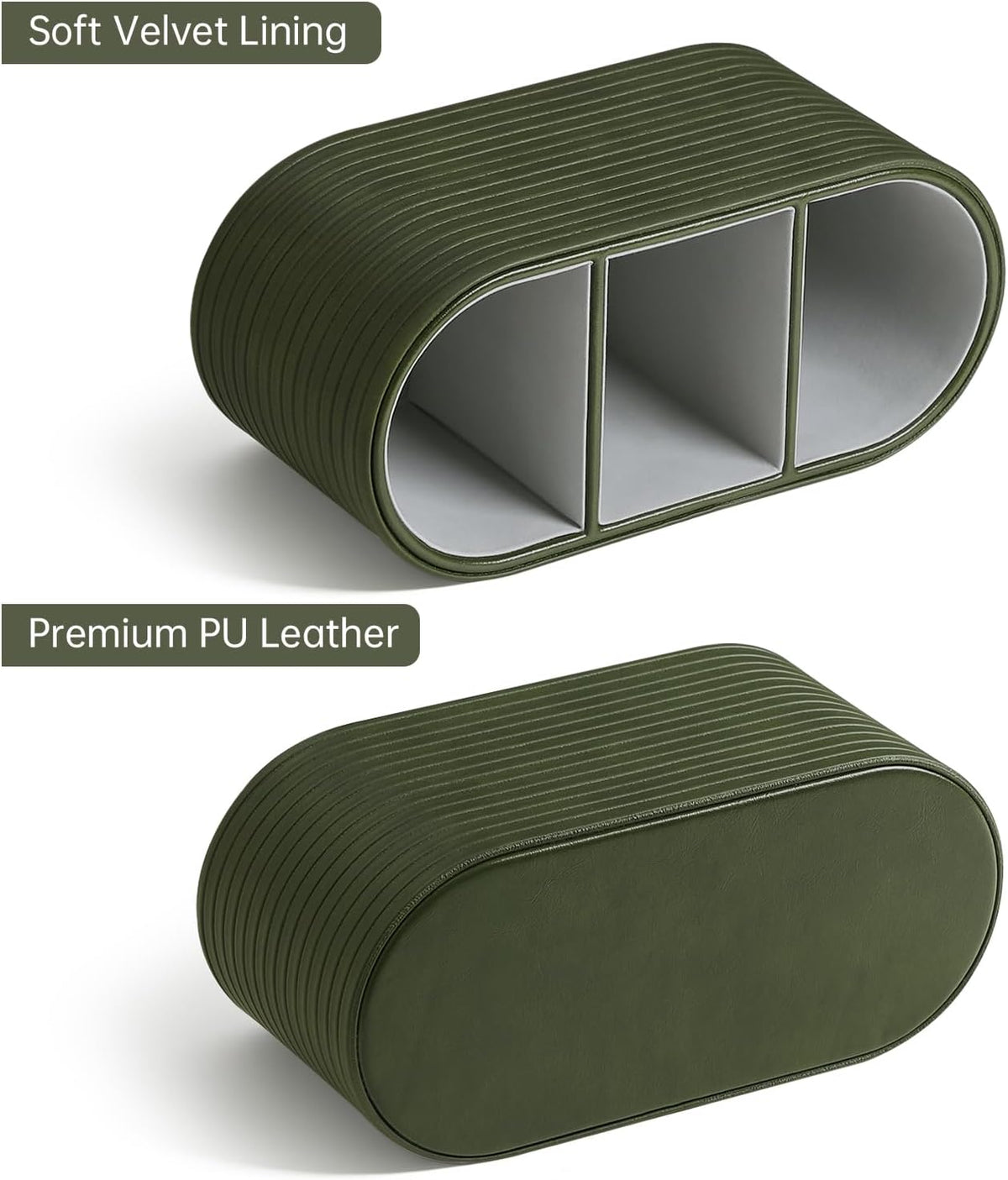 Oval Pen Holder for Desk, Remote Control Holder (Olive Green)