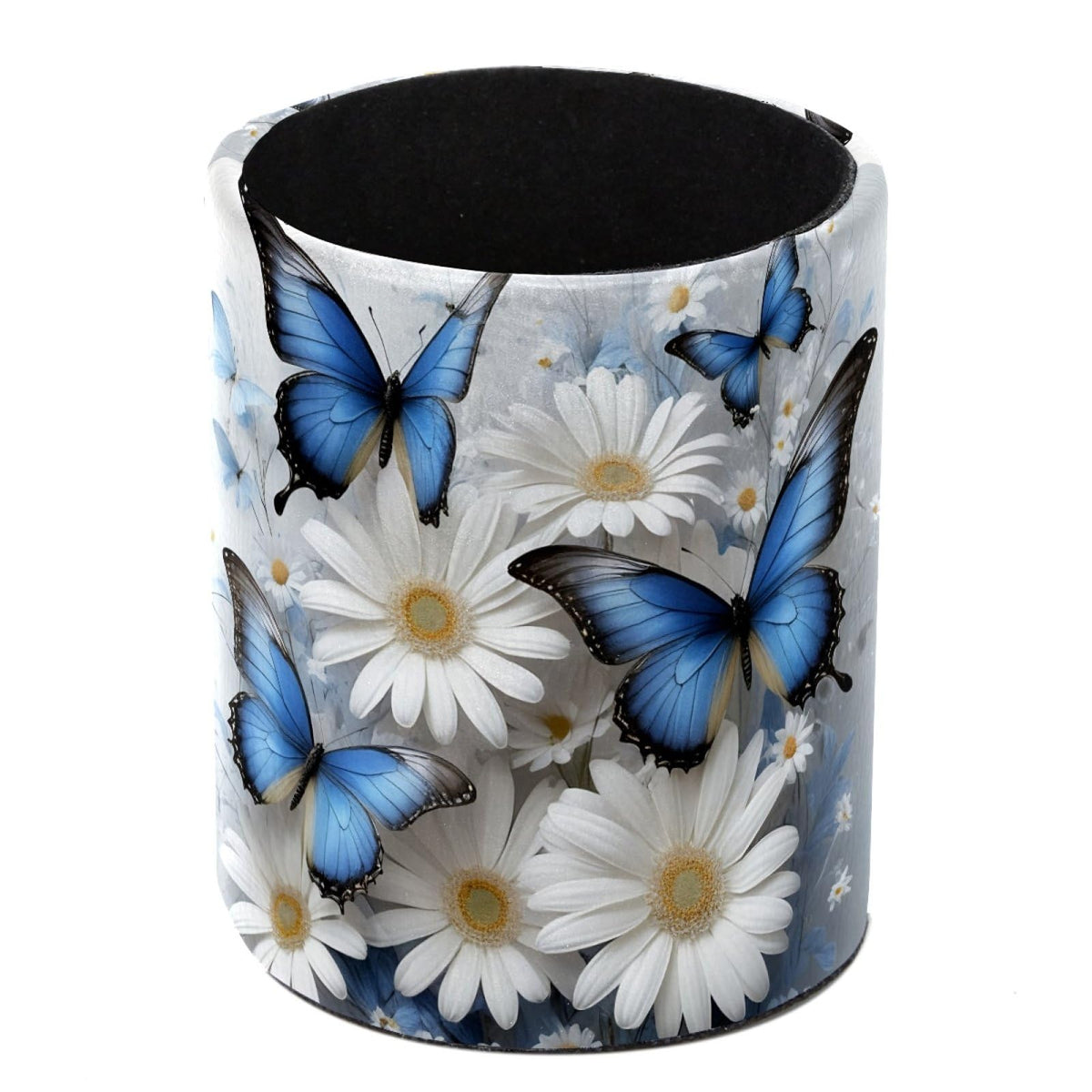 Vintage Owl and Flower Leather Pen Holder for Desk, Multifunctional Desktop Organizer Pencil Cup, Desktop Caddy Stationery Organizer for School Home Office Desk Accessories