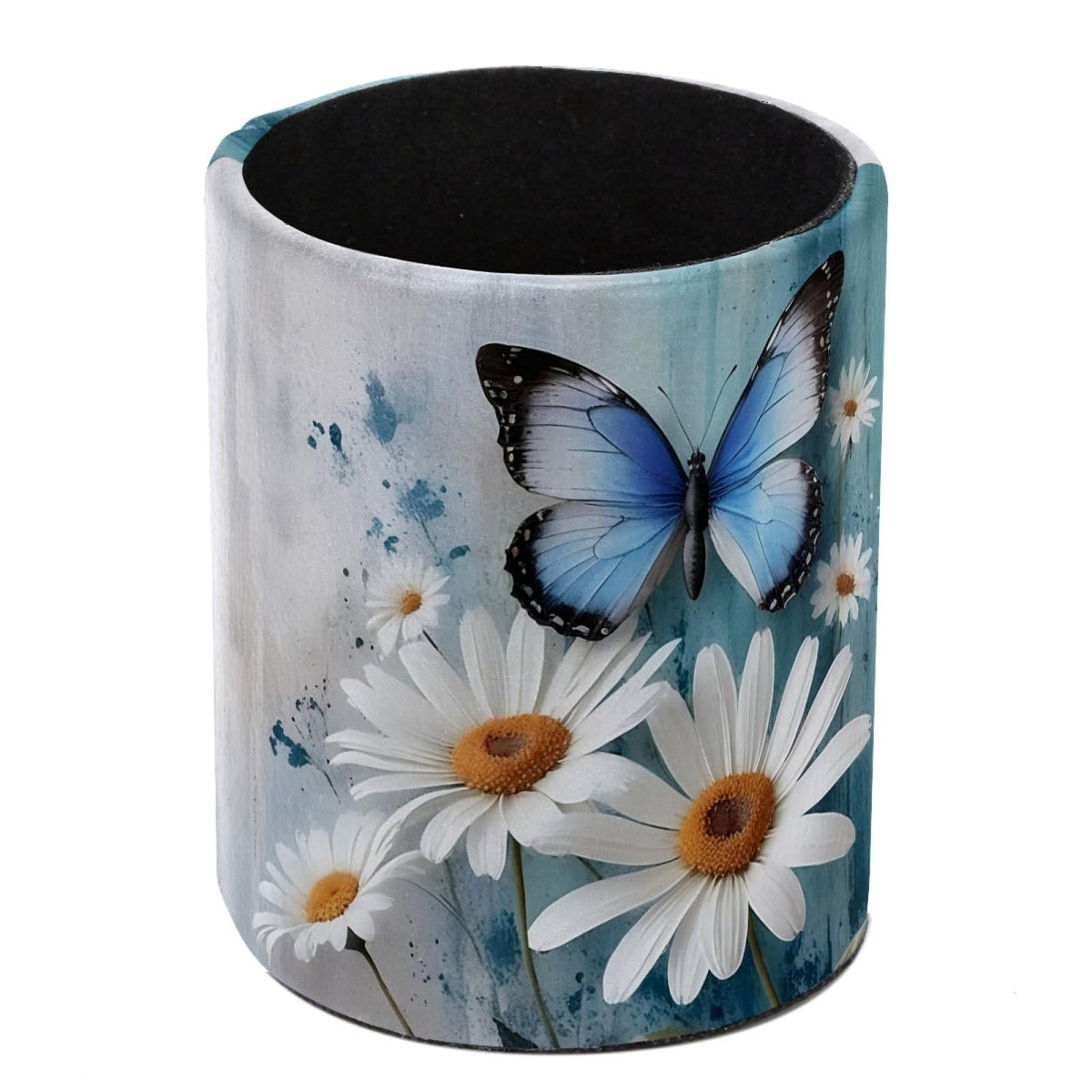 Vintage Owl and Flower Leather Pen Holder for Desk, Multifunctional Desktop Organizer Pencil Cup, Desktop Caddy Stationery Organizer for School Home Office Desk Accessories