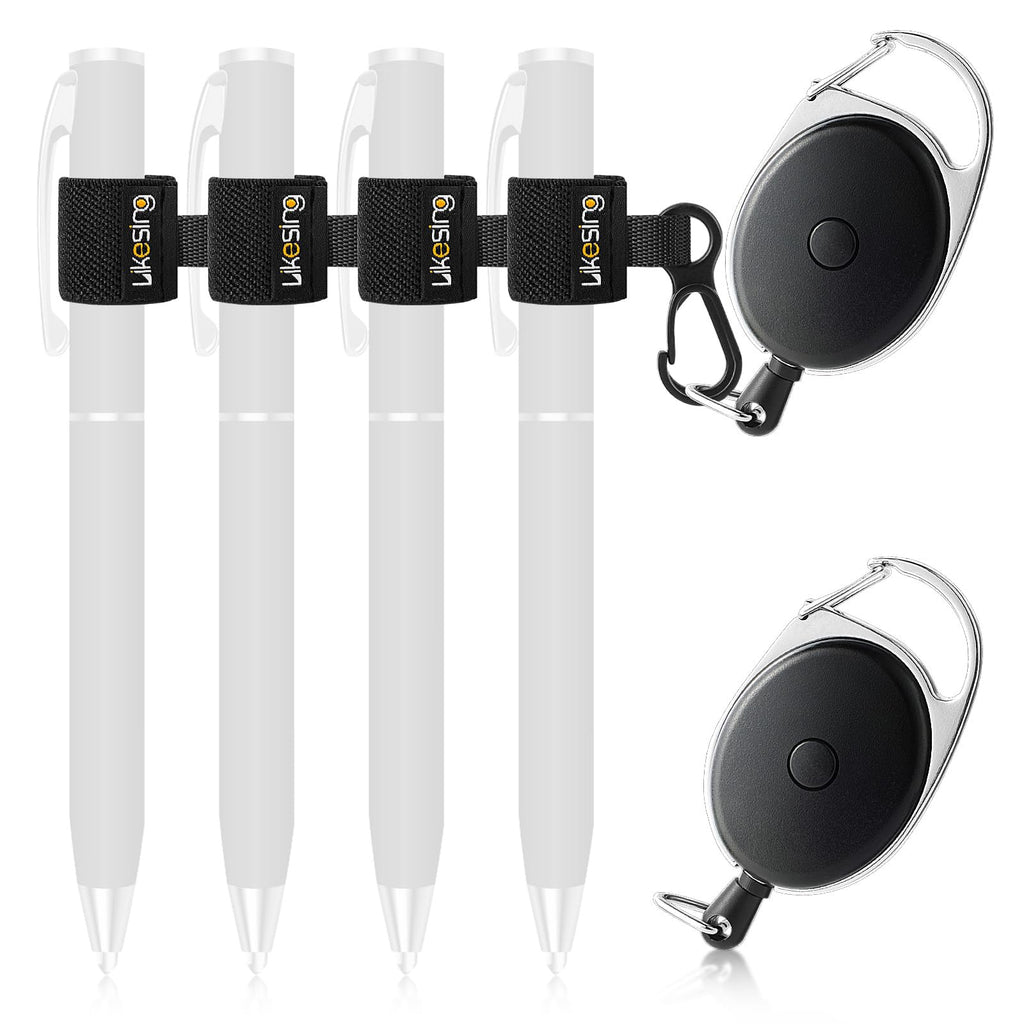 Likesing Retractable Pen Holder, 27.5" Reel Elastic Pen Leash(Light-Color)