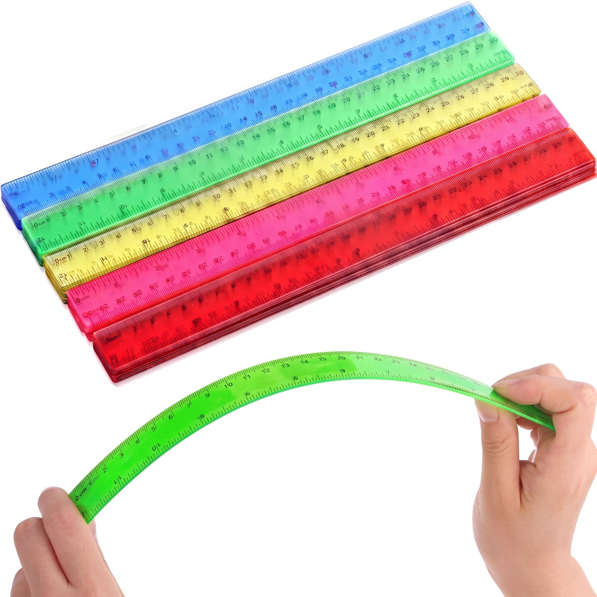 Zonon 50 Pcs 6''/12'' Plastic Rulers Bulk Flexible Straight