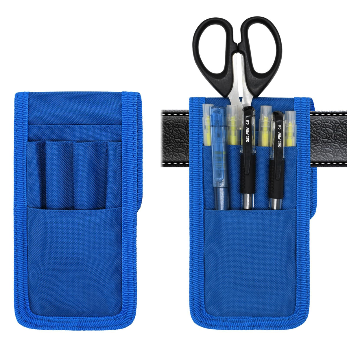 2 Pcs KATOLK Belt Pen Holder, Multifunctional Adjustable Tactical Pencil Pouch, Detachable Military Duty Pencil Sleeve Case, Can Hold Pens, Rulers and Scissors