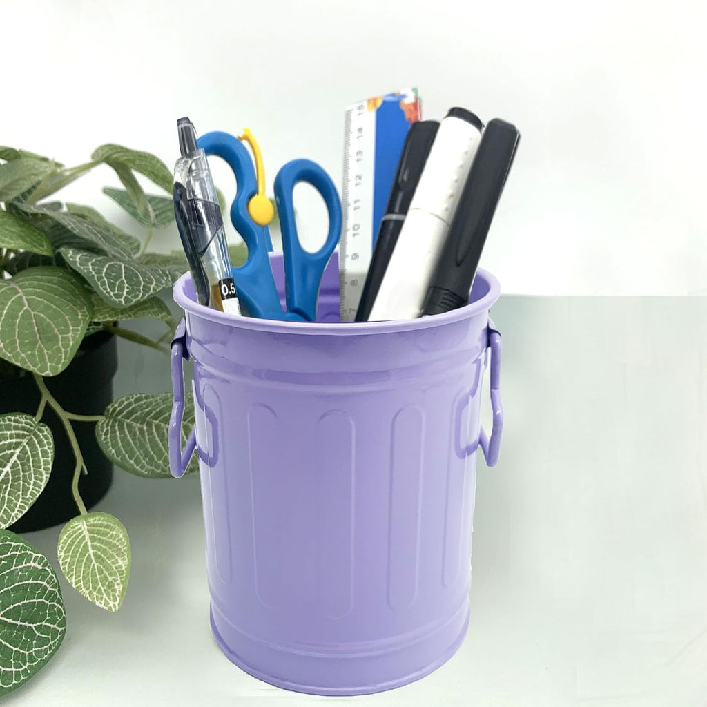 Desk Pen Holder, Metal Pencil Holder for Desk, Desk Organizer with Handle, Makeup Brush Holders, Pencil Cup, Desktop Storage Organizer for Office, School, Home (Purple)
