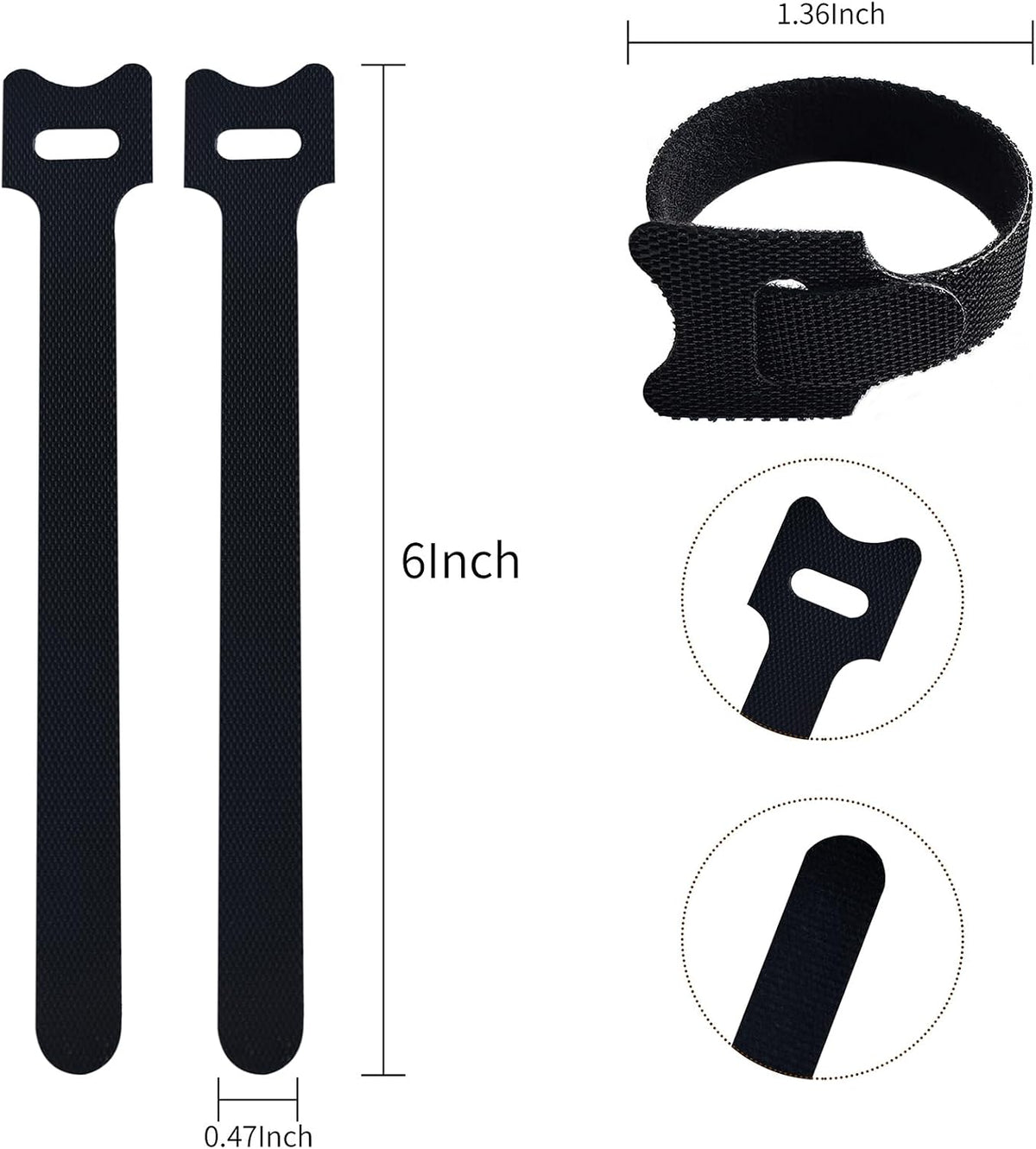 200 PCS 6 Inches Black Reusable Cable Ties, Adjustable Cord Straps, Cable Organizer, Cord Wrap and Hook Loop Cords Management,Adjustable Cord Ties for Organizing Home,Office,Data Centers