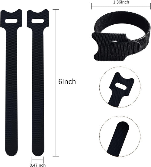 200 PCS 6 Inches Black Reusable Cable Ties, Adjustable Cord Straps, Cable Organizer, Cord Wrap and Hook Loop Cords Management,Adjustable Cord Ties for Organizing Home,Office,Data Centers