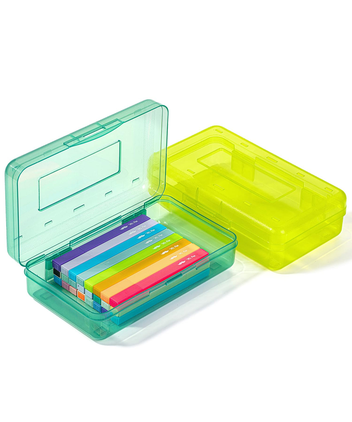 Mr. Pen- Plastic Pencil Case Box, 2 Pack, Large Crayon Marker Pen Organizer