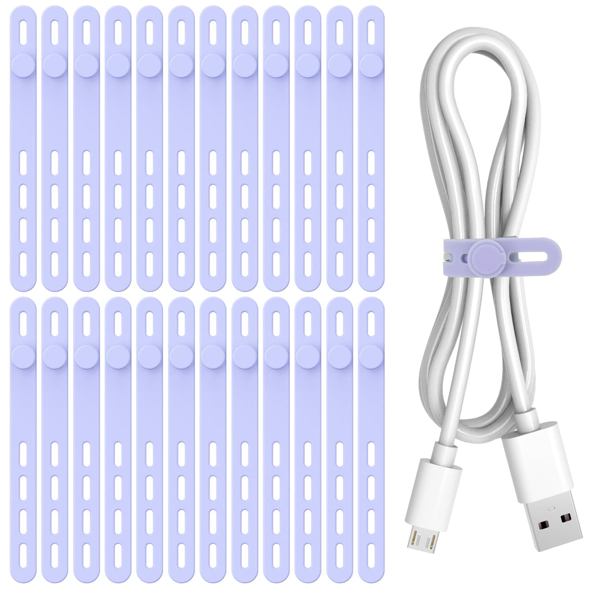 Donruby 24Pcs Silicone Cable Ties, Reusable Cord Organizer Straps, 4 Colors
