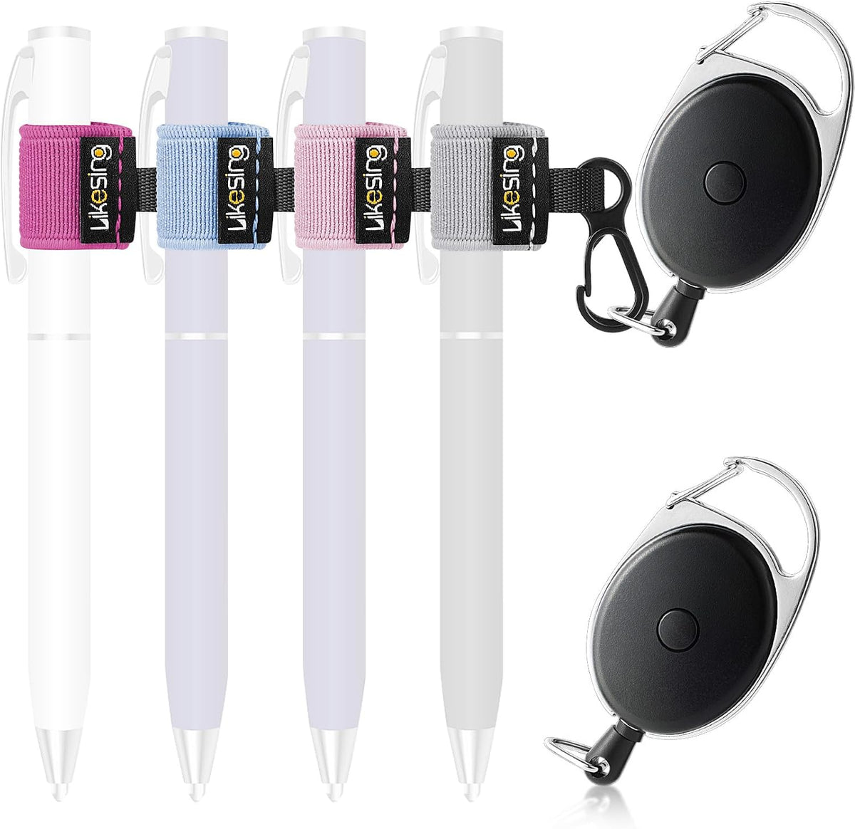 Likesing Retractable Pen Holder, 27.5" Reel Elastic Pen Leash(Light-Color)