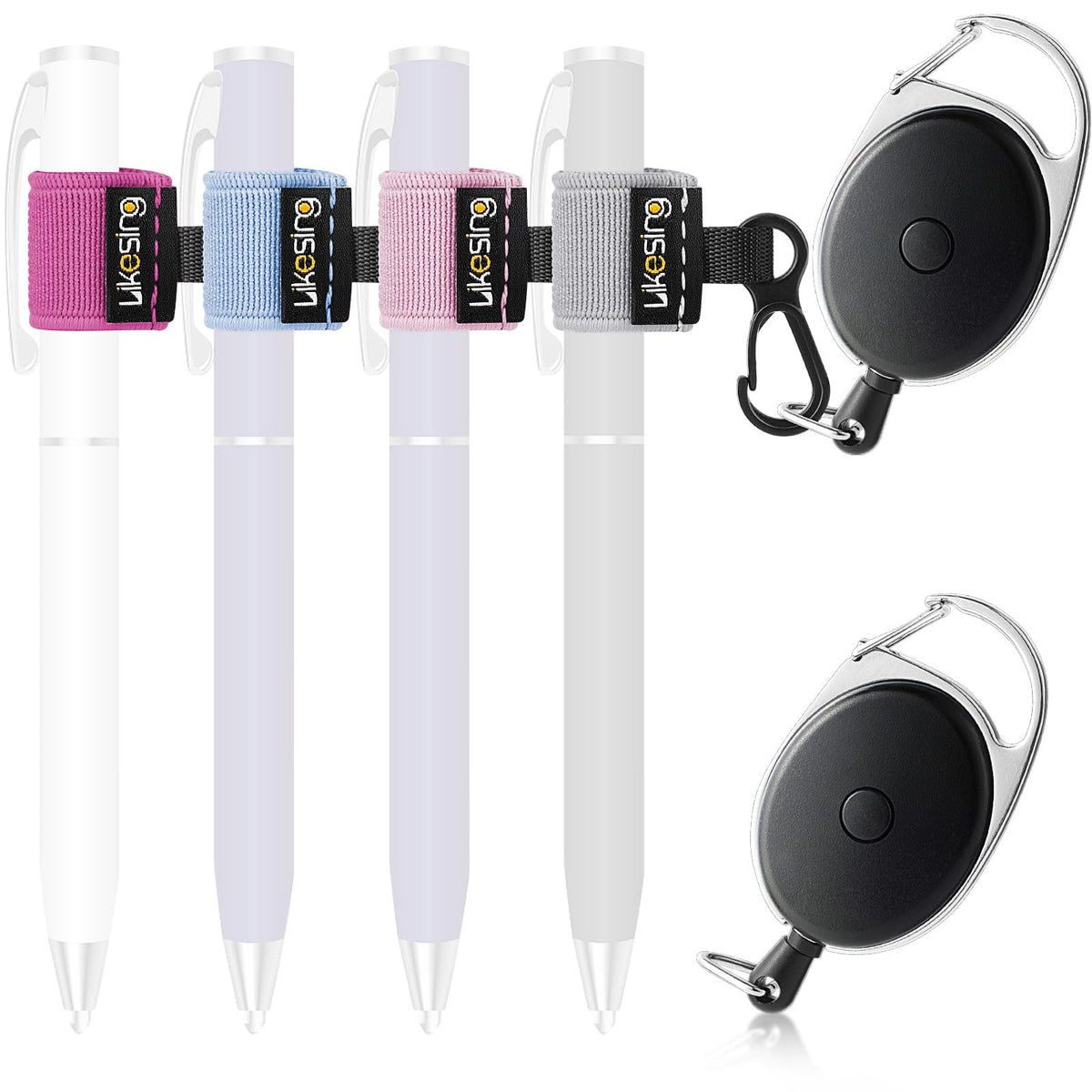Likesing Retractable Pen Holder, 27.5" Reel Elastic Pen Leash(Light-Color)